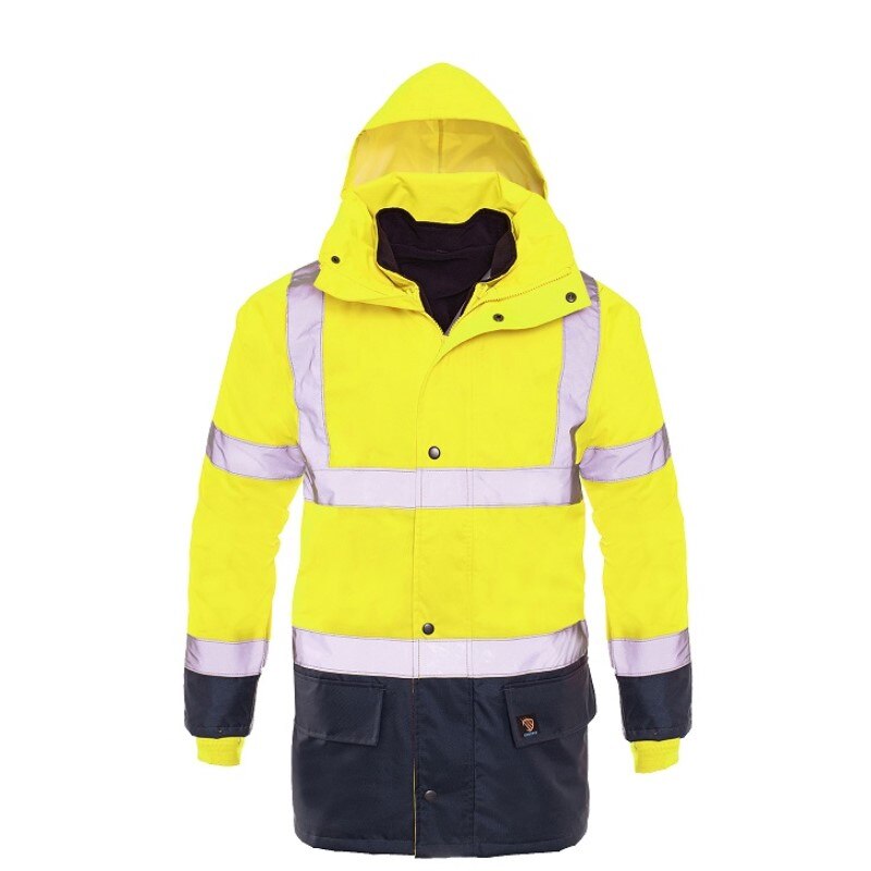Geaca reflectorizanta 5 in 1, Prolumo, cu jacheta interioara, maneci detasabile, impermeabila, galben marimea 3XL