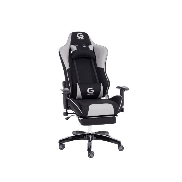 Scaun gaming, functie sezlong, suport picioare, manere 3D reglabile, Negru/Gri