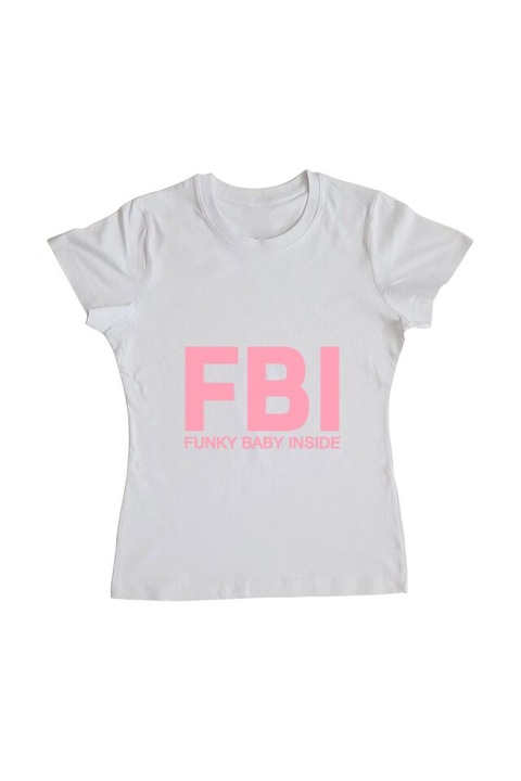 Tricou femei, Printado, funky baby inside, Bumbac, Regular fit, Alb, L INTL