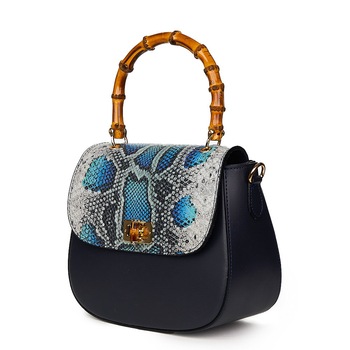 Poseta dama cu maner din bambus Ariana bleumarin Poseta dama cu maner din bambus Ariana bleumarin