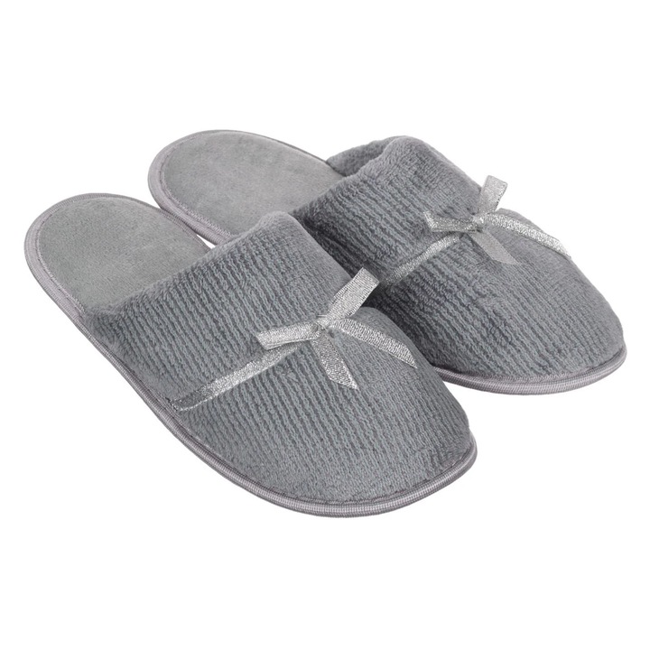 Papuci de casa pentru dama caldurosi, cu fundita