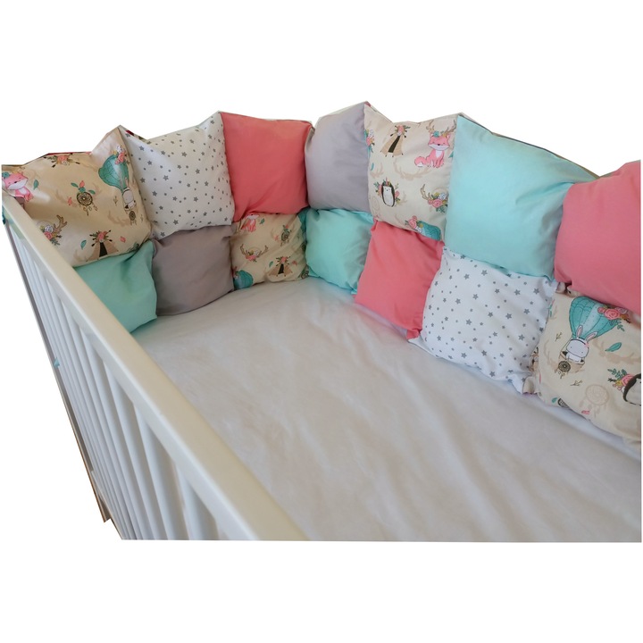 Aparatori laterale patut bebe, Model Animalute Roz-bleu, 180 cm