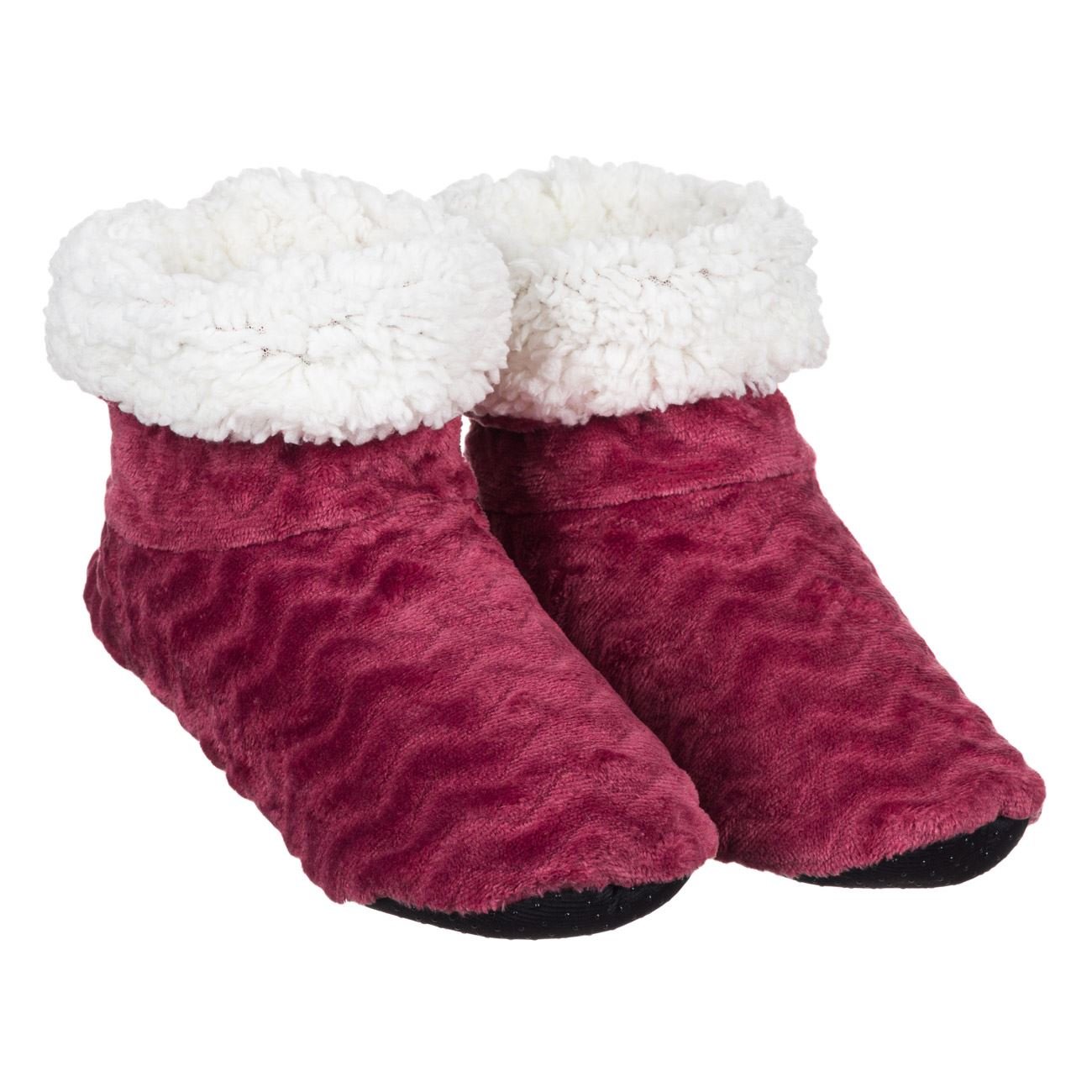 Papuci Imblaniti de Casa, New Line, Model Botosi Zig Zag, Bordeaux/Alb, Alb/bordeaux, 38