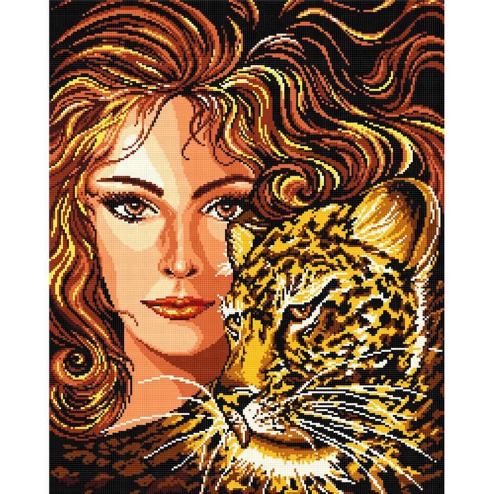 Goblen Alegorie , Hudemas , kit cu diagrama alb-negru , cu fire mouline 20x25cm