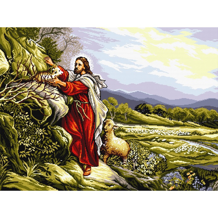 Goblen Blandul Pastor , Hudemas , kit imprimat pe panza , cu fire mouline , 30x40cm