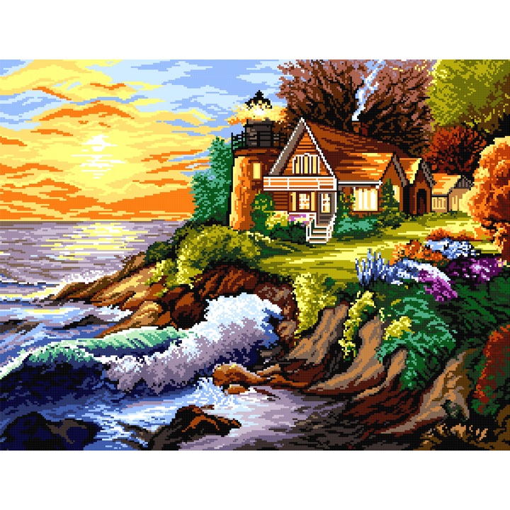 Goblen Farul, Hudemas, kit imprimat pe panza, cu fire mouline, 23x30cm