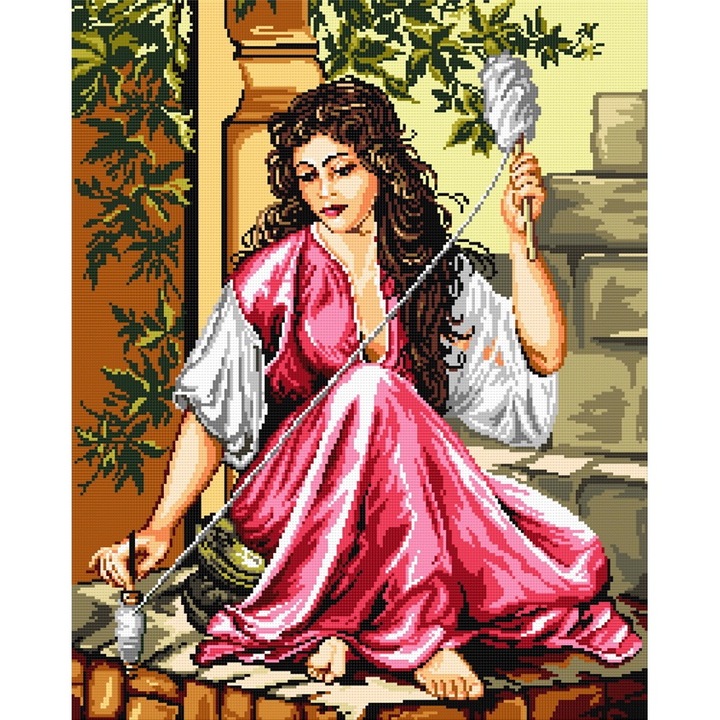 Goblen Torcatoarea, Hudemas, kit cu diagrama alb-negru, cu fire mouline, 20x25cm