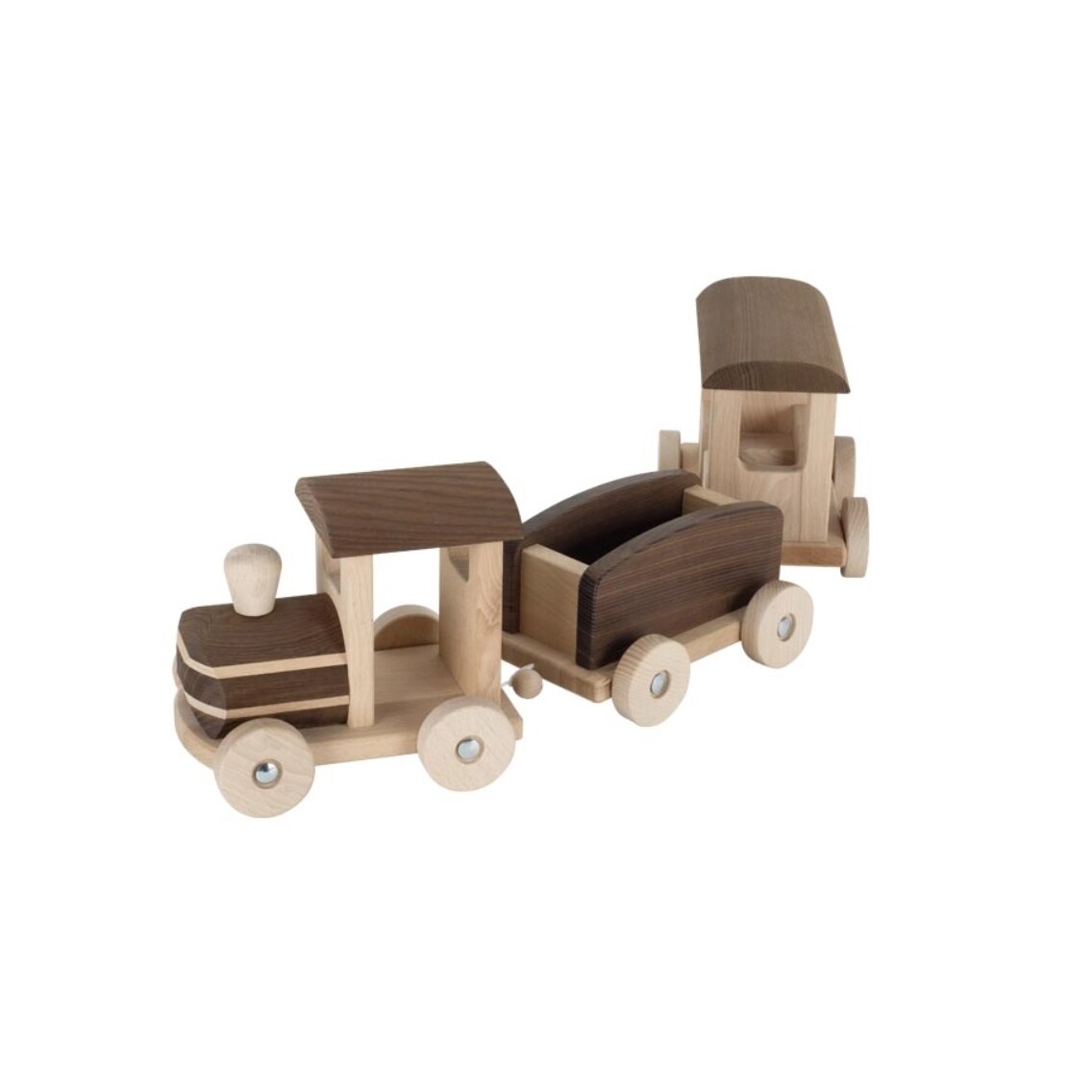 Trenulet din lemn, 71 x 16 x 19 cm, 3 piese, multicolor