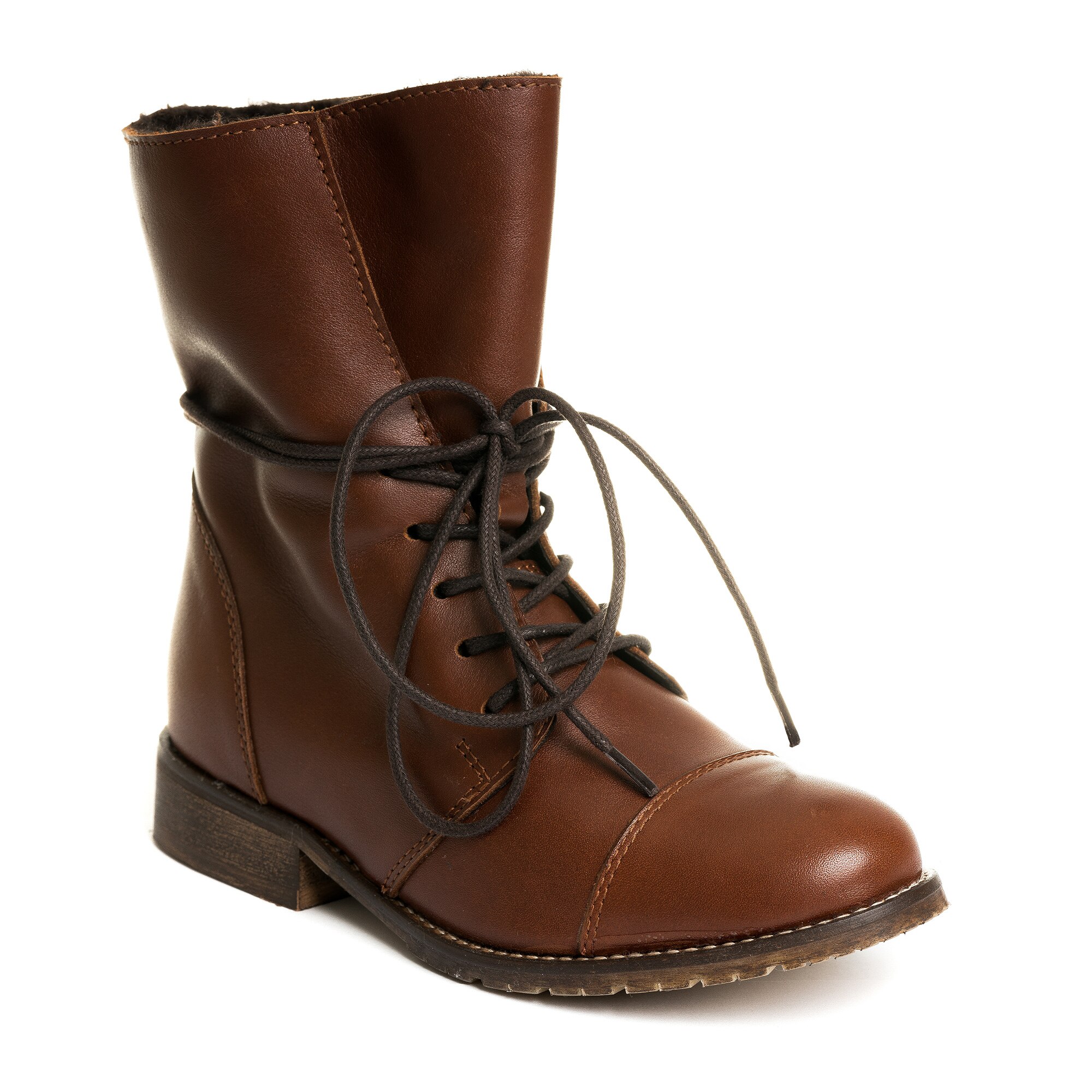 Botine din piele pentru fete 8960, PJ Shoes, Maro, Maro