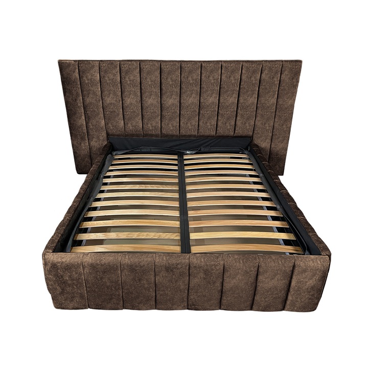Pat tapitat cu somiera Beds Place, Diego Premium, wenge 820, 180x200 cm, H130