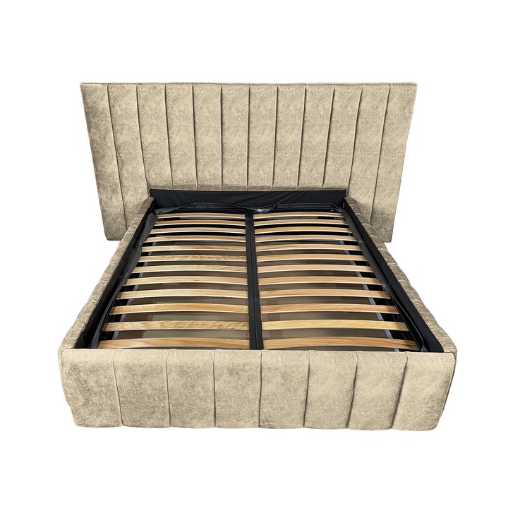 Pat tapitat cu somiera Beds Place, Diego Premium, cappuccino 060, 180x200 cm, H140