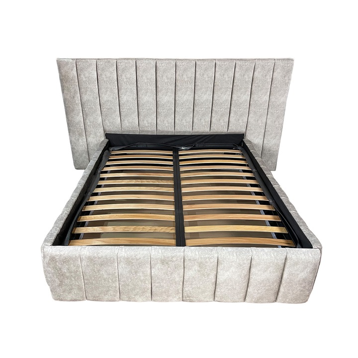 Pat tapitat cu somiera Beds Place, Diego Premium, crem 910, 160x200 cm, H150