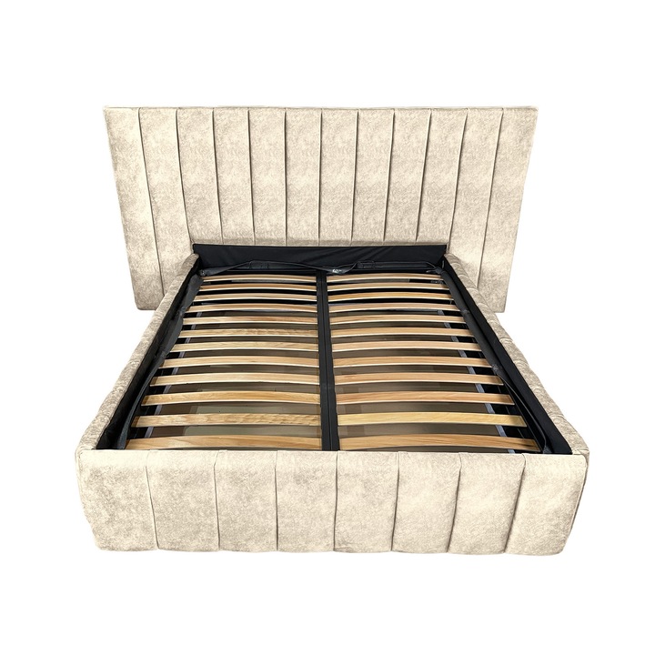 Pat tapitat cu somiera Beds Place, Diego Premium, bej 020, 140x200 cm, H150