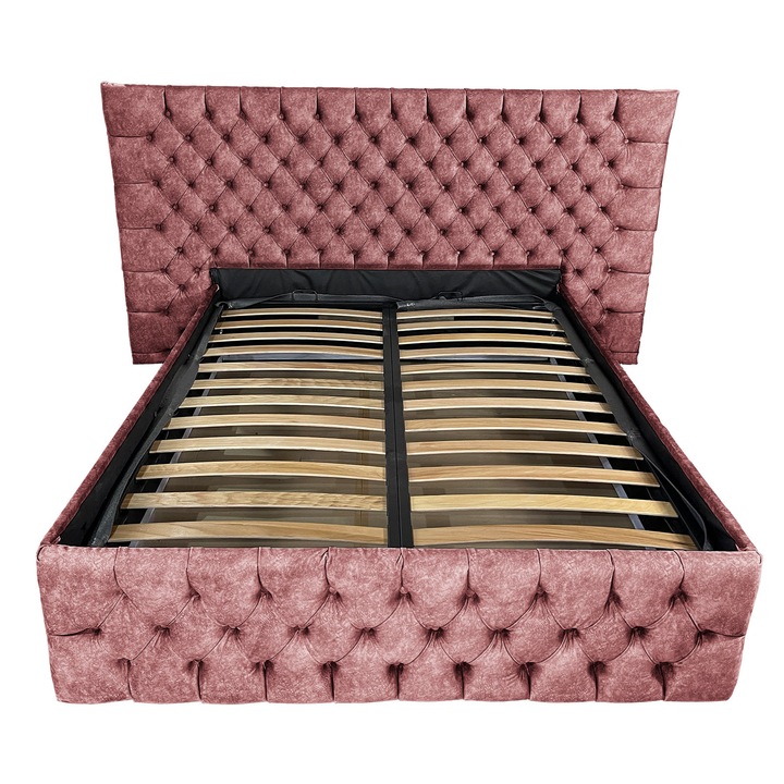 Pat tapitat cu somiera Beds Place, Cyntia wide, caramiziu 110, 180x200 cm, H115