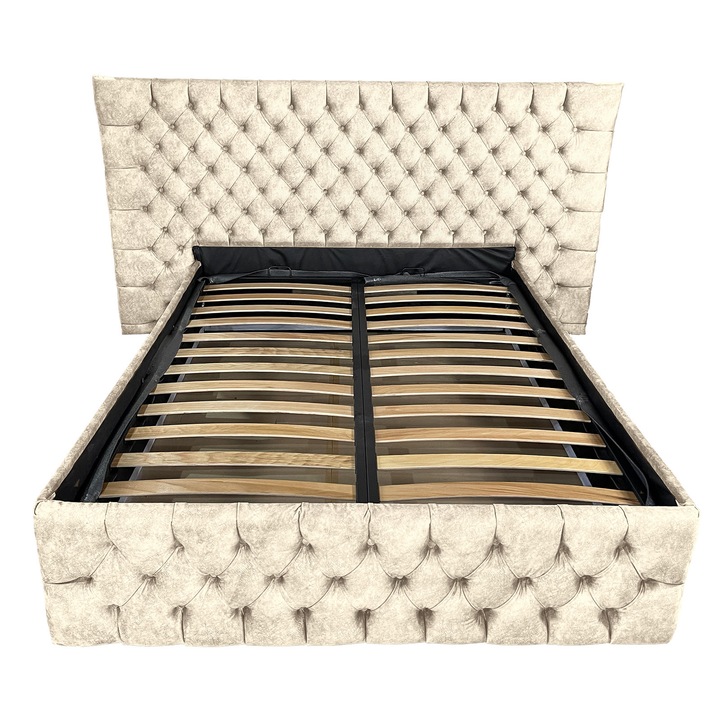 Pat tapitat cu somiera Beds Place, Cyntia wide, bej 020, 180x200 cm, H115