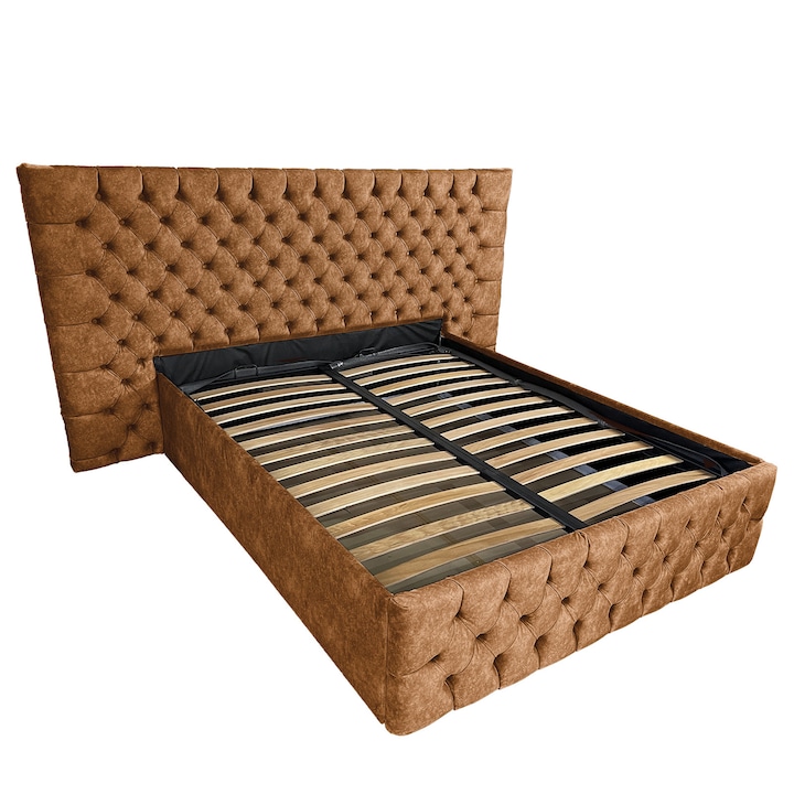 Beds Place Cyntia ágy, ágyráccsal, széles, 180x200 cm, 130 cm, barna