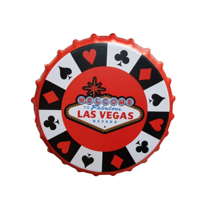 Ahelos tányérsapka, fém, piros, 35 cm