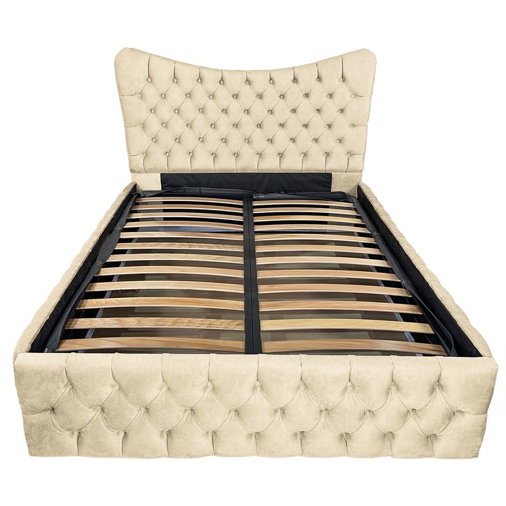 Pat tapitat cu somiera Beds Place, Cairo Premium, cappuccino 060, 160x200 cm, H130