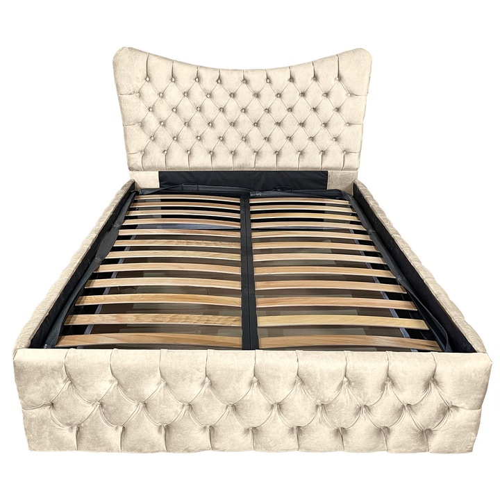 Pat tapitat cu somiera Beds Place, Cairo Premium, bej 020, 180x200 cm, H120