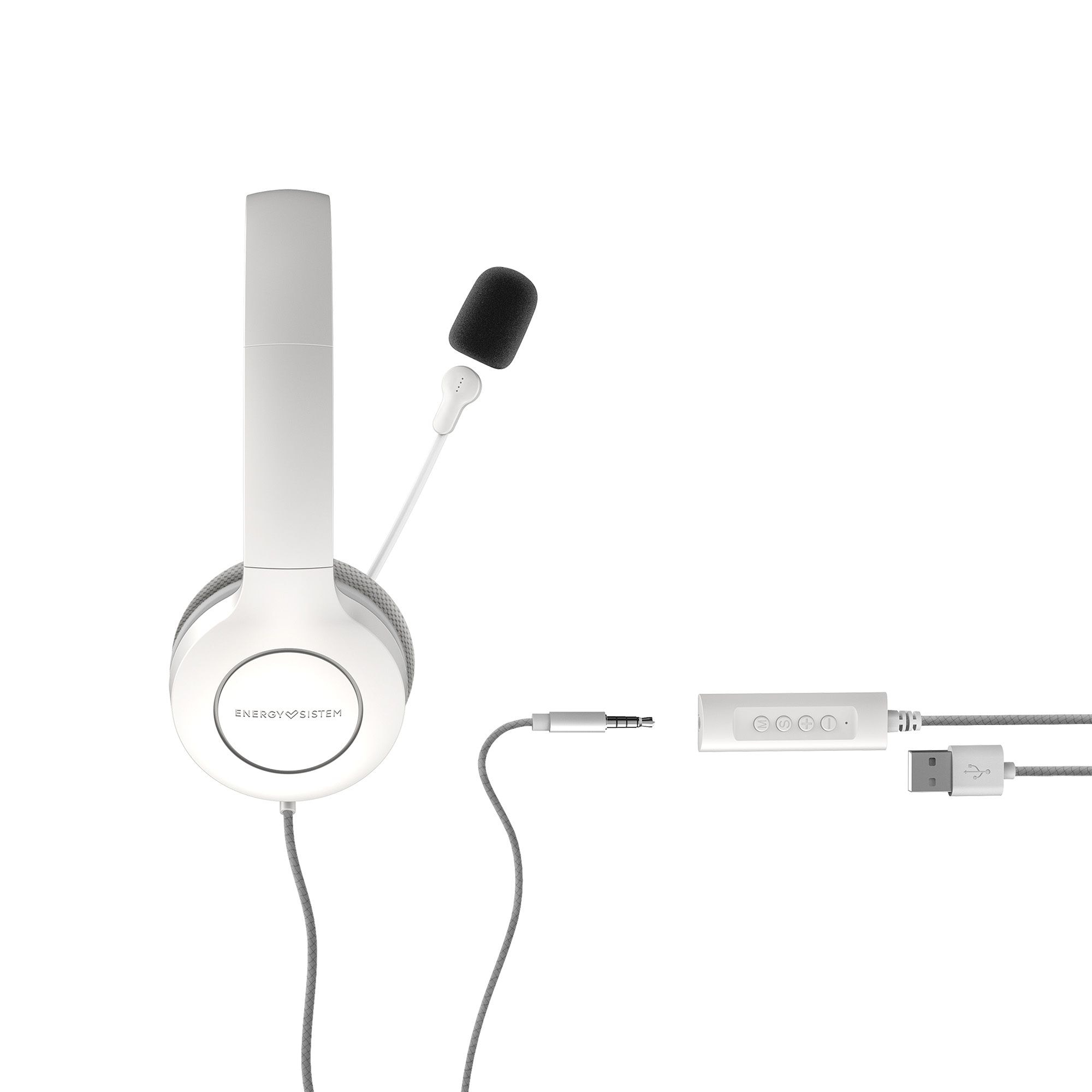 Casti cu fir, Energy Sistem, Office 3, USB, Alb