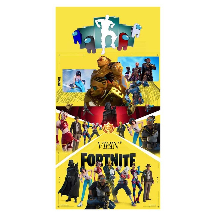 Хавлия за плаж Кингтекс Fortnite, 70x140см, 80% памук 20% полиестер, Многоцветно