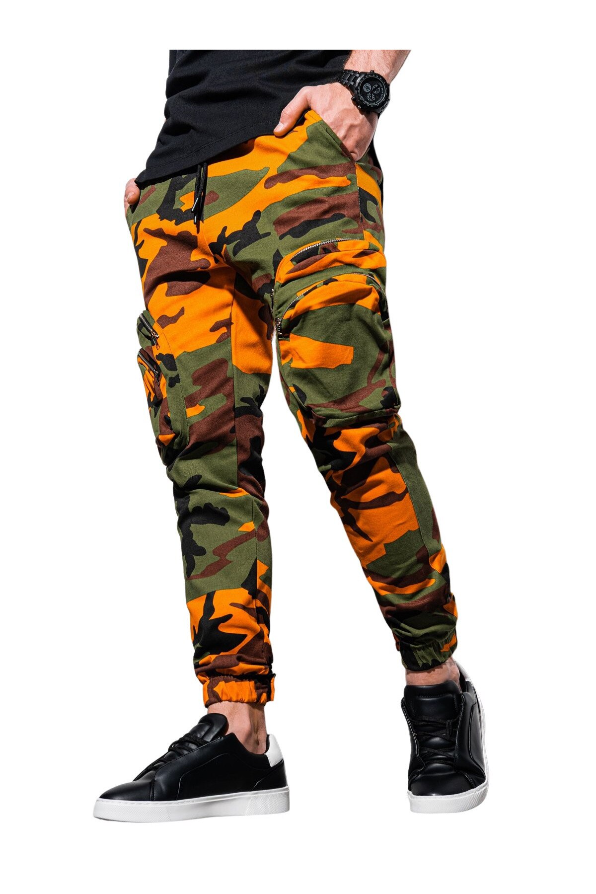 Pantaloni joggers barbati, OMBRE, camuflaj-verde, P996, Camuflaj