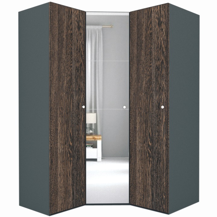 Dulap de Colt Genarom LEX Model A, Decor 7648 / Oglinda, 153-153 x 240 x 66 cm