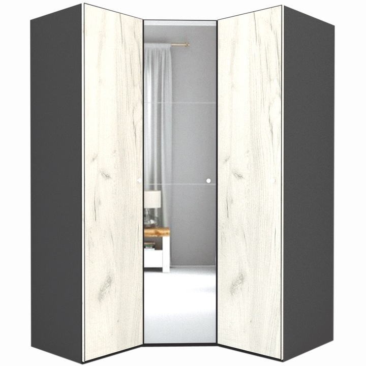 Dulap de Colt Genarom LEX Model A, Decor K001 / Oglinda, 153-153 x 240 x 66 cm