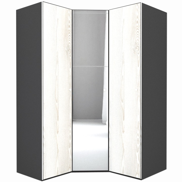 Dulap de Colt Genarom LEX Model A, Decor K010 / Oglinda, 153-153 x 240 x 66 cm