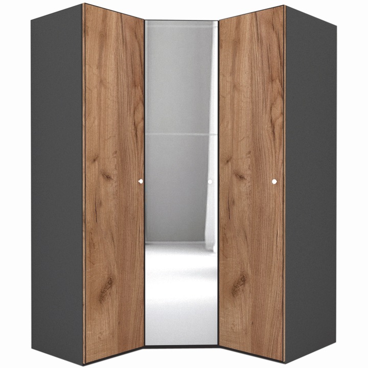 Dulap de Colt Genarom LEX Model A, Decor K004 / Oglinda, 153-153 x 218 x 66 cm