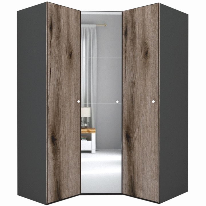 Dulap de Colt Genarom LEX Model A, Decor K366 / Oglinda, 153-153 x 240 x 66 cm