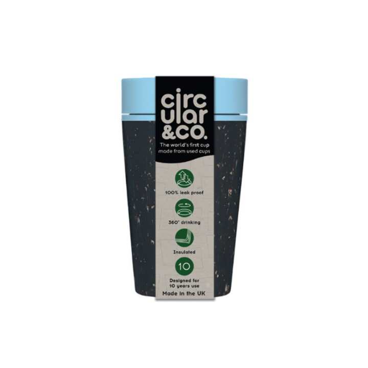 Pahar refolosibil ecologic Circular NOW negru si teal 227ml