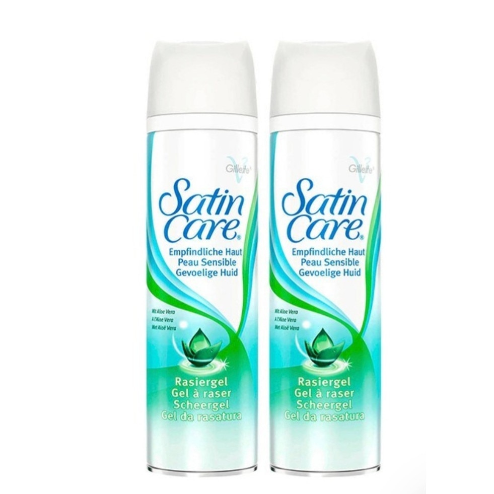 Set Gillette Satin Care Gel de barbierit sensibil ,cu Aloe Vera,2x 200 ml