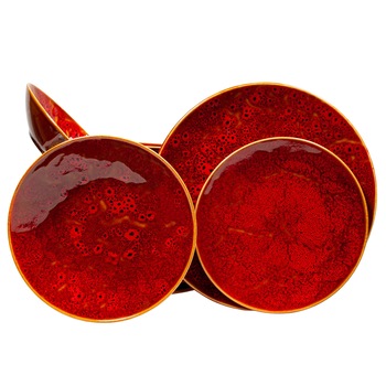 Set Complet Serviciu De Masa, Lava Eruption, 18 piese, Cesiro, Rosu Intens Set Complet Serviciu De Masa, Lava Eruption, 18 piese, Cesiro, Rosu Intens