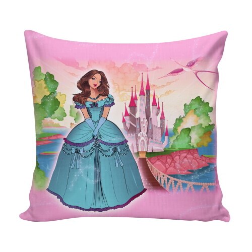 Perna decor pentru copii, multicolor, poliester + fibra poliester siliconizata, cu print, 43 x 43 cm