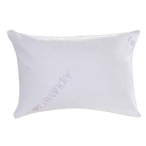 Perna pentru dormit, Lavanda Therapy Memory, fulgi memory si tricot cu lavanda, alb si mov, 50x70 cm