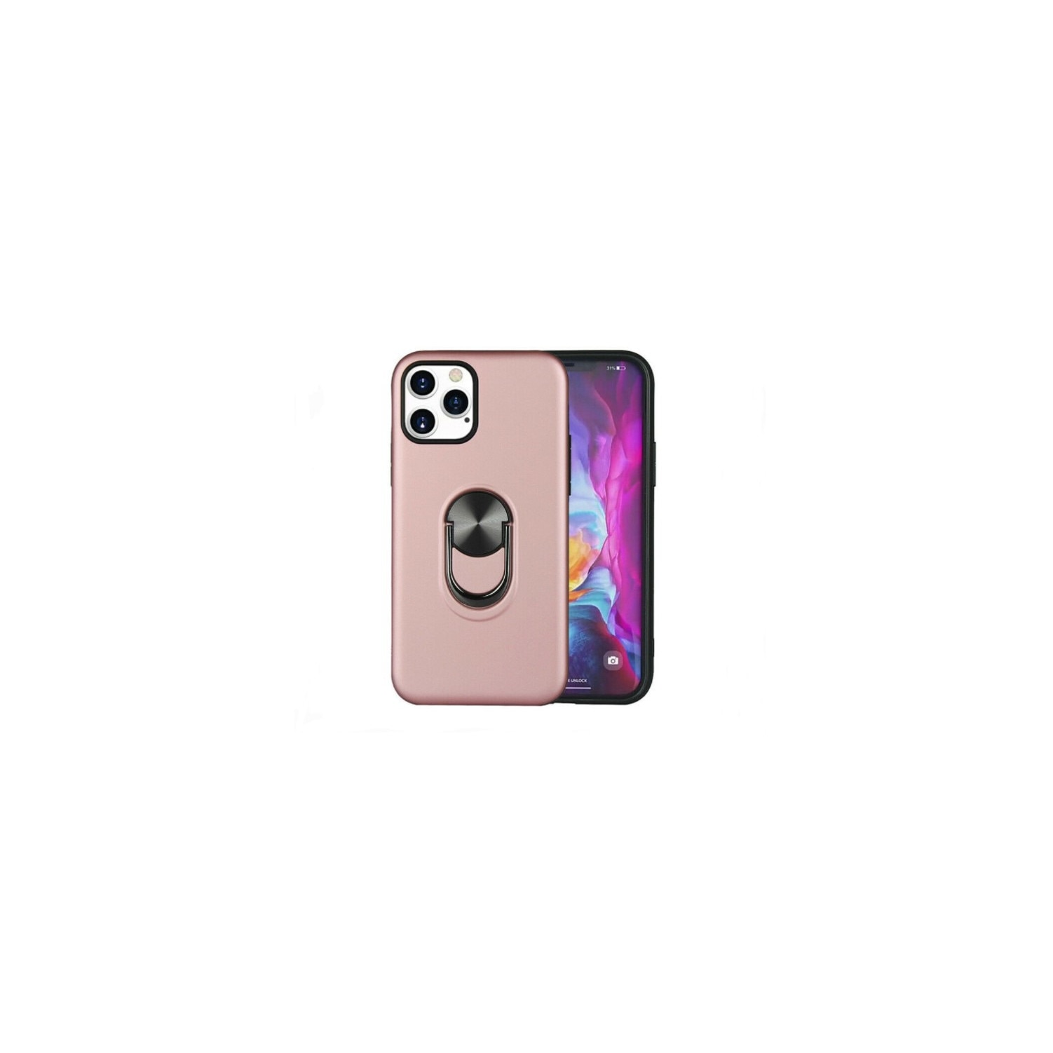 Husa cu inel kickstand pentru iPhone 12 si 12 Pro, carcasa, Rose
