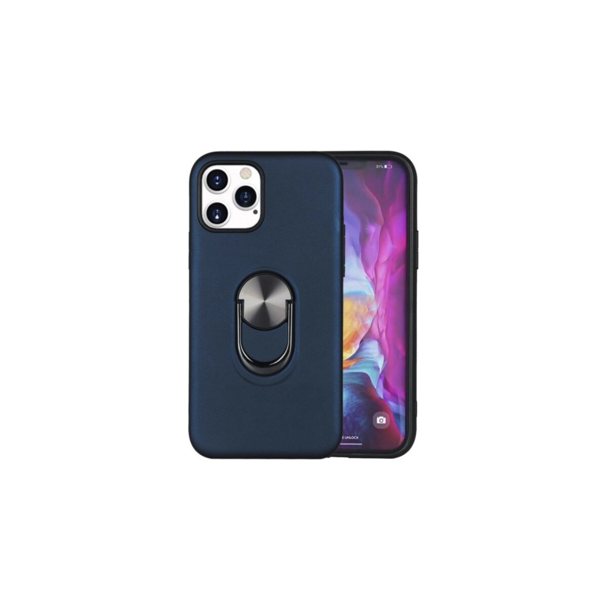 Husa cu inel kickstand pentru iPhone 12 si 12 Pro, carcasa, Bleumarin
