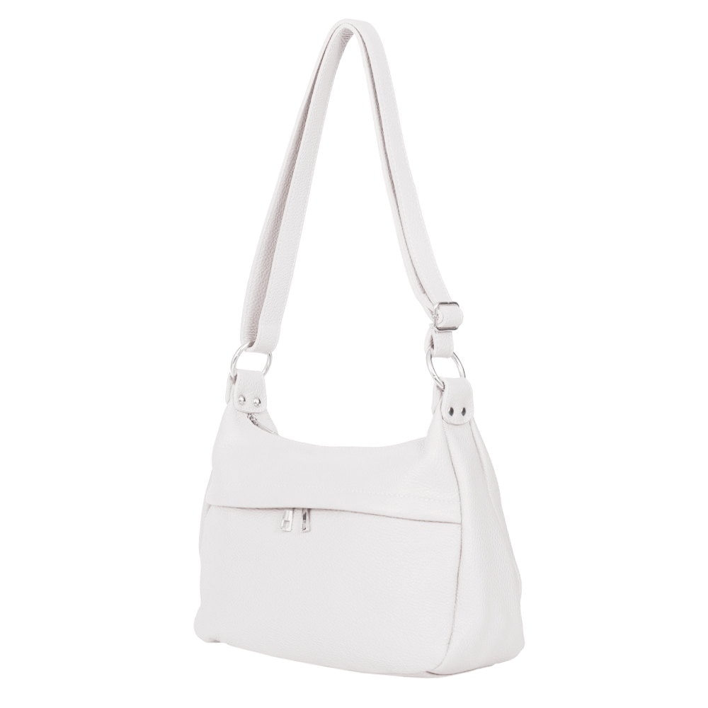 Poseta din piele naturala Amelia alba