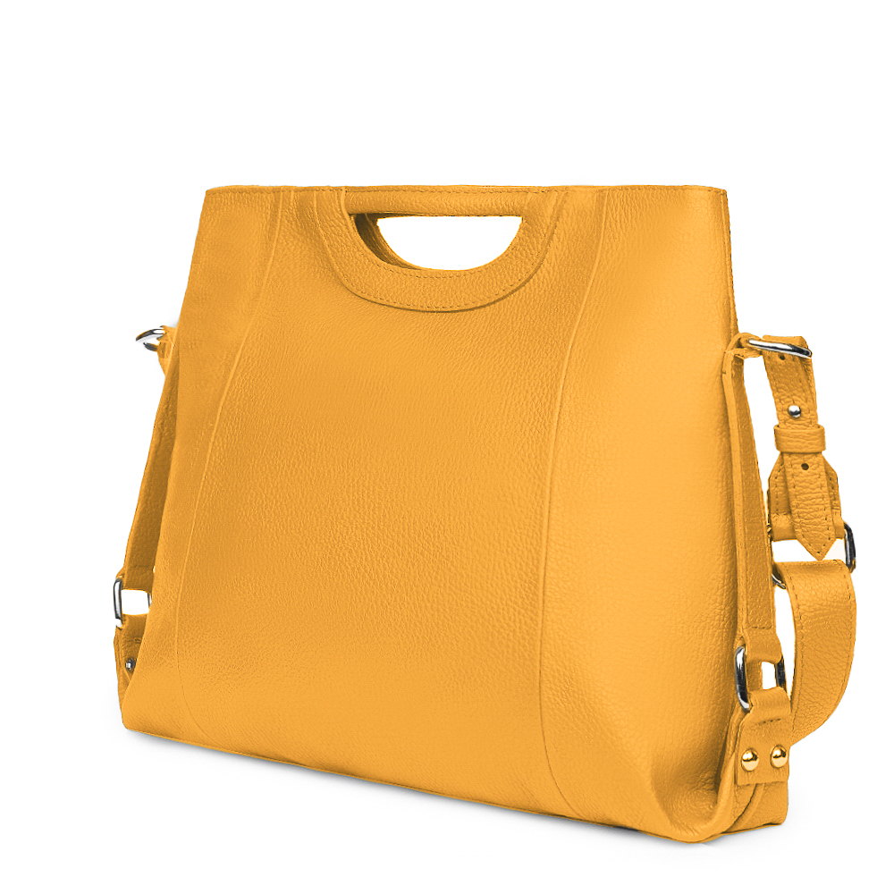 Geanta de dama din piele naturala Agatha galbena