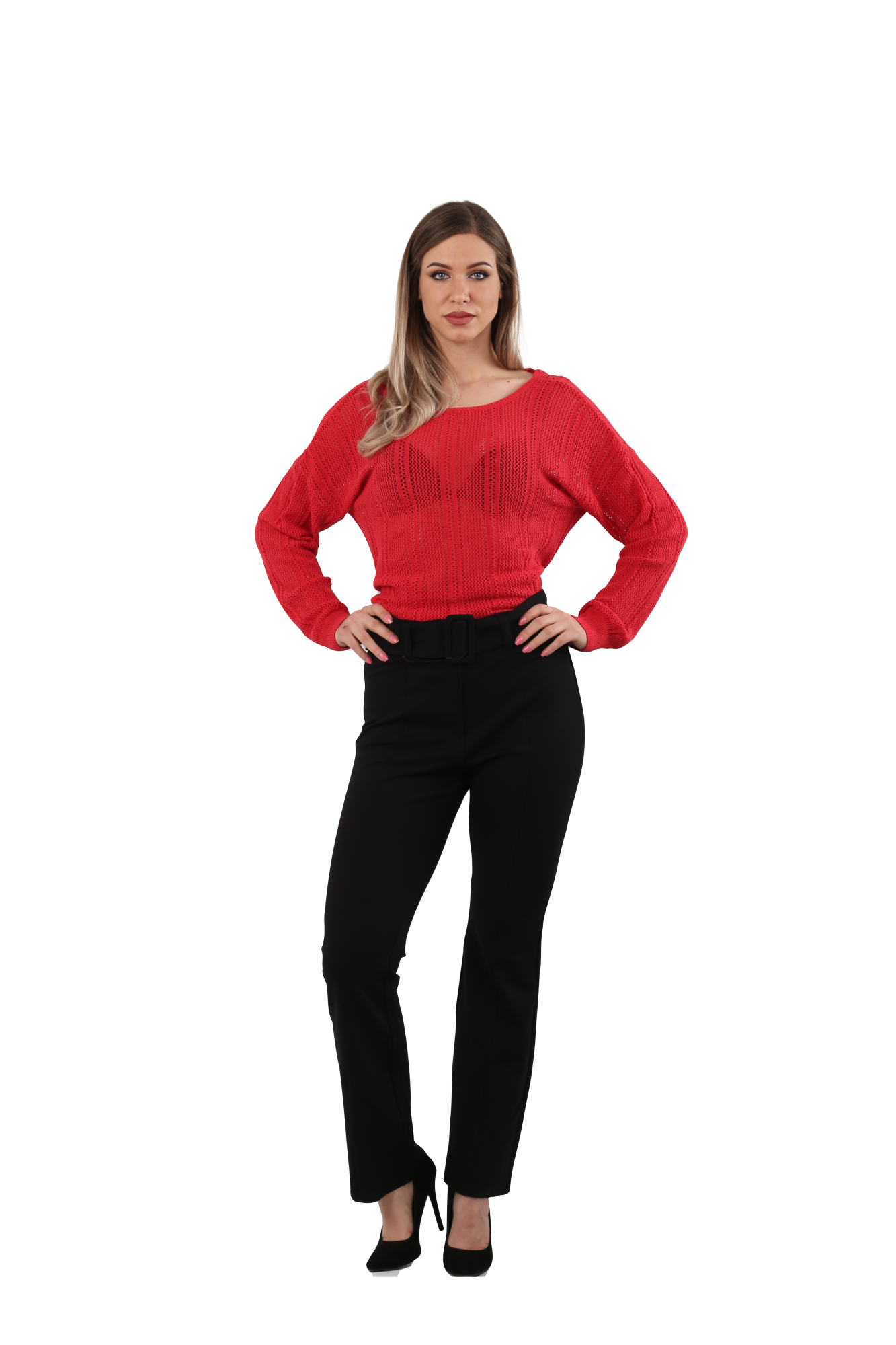 Pantaloni Curea Stofa, Next, Negru, 40