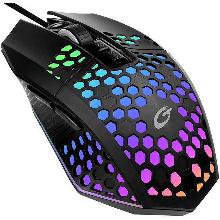Mouse Profesional pentru Gaming & Office ODISSEY LIFE®, 8000 DPI 6 trepte, Iluminare RGB, 7 Butoane, Programabil, Black