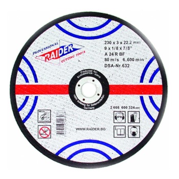 Disc pentru taiat metal 115х3.2х22.2mm, Raider 160101 Disc pentru taiat metal 115х3.2х22.2mm, Raider 160101