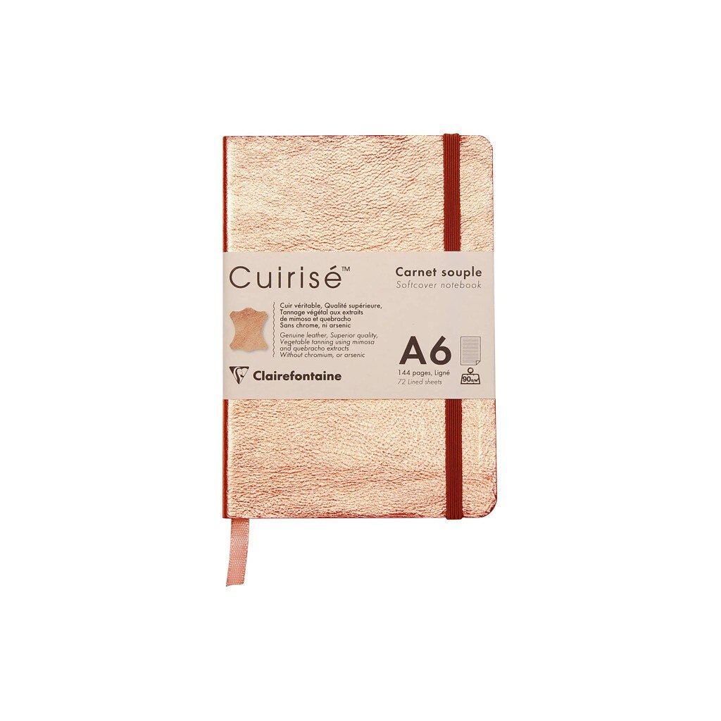 Notebook cu coperta moale din piele Cuirise, A6, Clairefontaine, Metallic Cherry