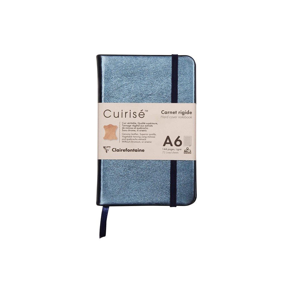 Notebook cu coperta tare din piele Cuirise, A6, Clairefontaine, Indigo