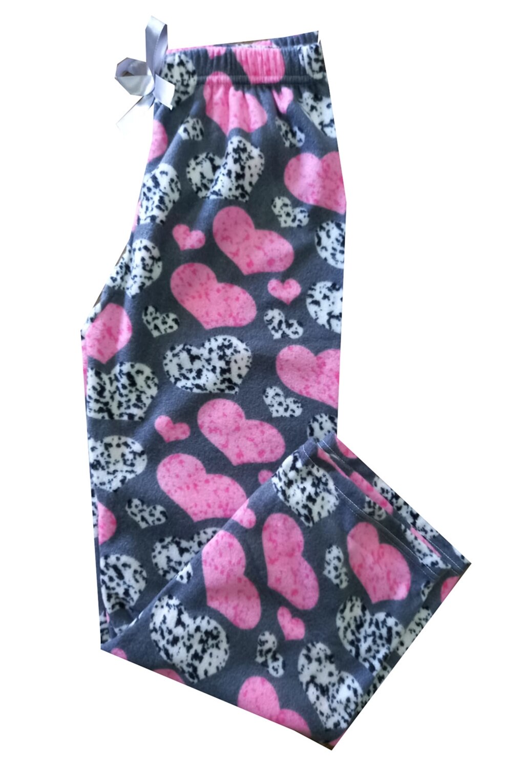 Pantaloni lungi polar dama,imprimeu inimioare, Gri