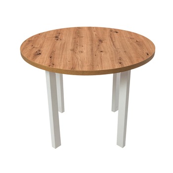 Masa living Poli2 BA, bialy/artisan, 100 x 100 x 76 cm, lemn masiv de pal/fag Masa living Poli2 BA, bialy/artisan, 100 x 100 x 76 cm, lemn masiv de pal/fag