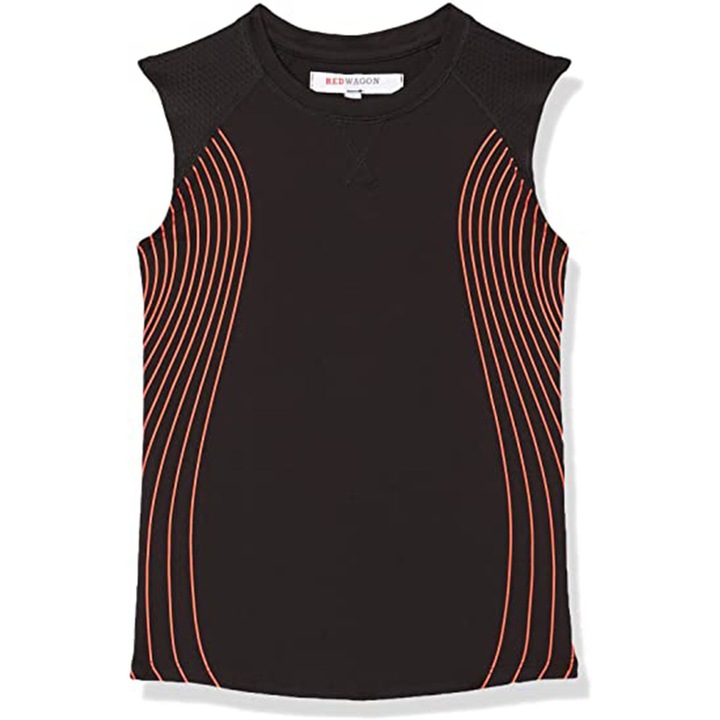 Gyerek sport tanktop Red Wagon, kerek nyakkivágással, Fekete/Korallpiros
