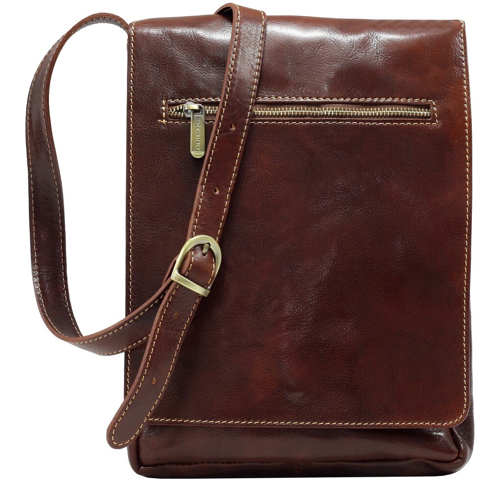 Geanta Messenger din piele naturala vachetta, port laptop 12”, coniac, L5526A