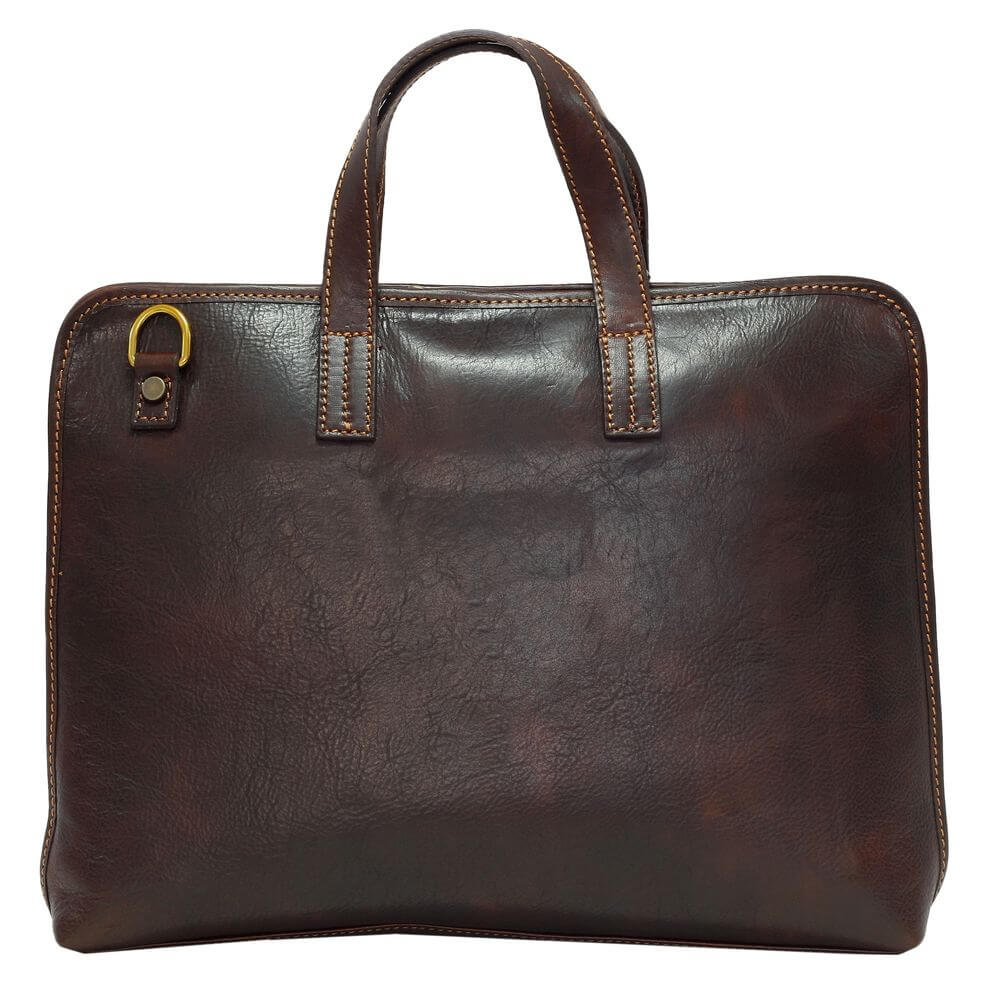 Servieta port laptop 15”, din piele naturala vachetta, maro, L4453B